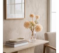Candlelight Cream 24Cm Kiku Artificial Floral Arrangement In Clear Glass Vase