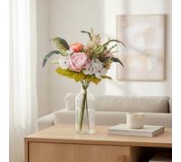 Candlelight Cream & Pink Peony Bunch Artificial Flower (H) 340mm