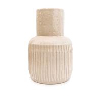 Candlelight Cream Wide Neck Vase with Ridges Cream
