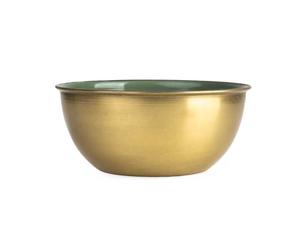 Candlelight Decorative Trinket Bowl Metal & Enamel Gold/Green D:11cm