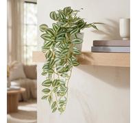 Candlelight Green 50Cm Tradescantia Pot With Artificial Plant In White Plastic Pot