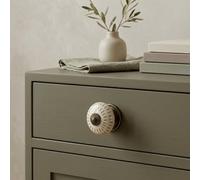 Candlelight Green & Cream Steel Round Knob (Dia)40mm, Pair