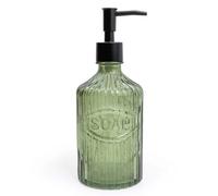 Candlelight Green Glass Soap Dispenser With Black Pump