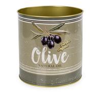 Candlelight Green Metal Tin Can Pot (Dia) 15.5Cm, (H)16Cm