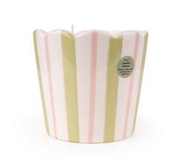 Candlelight Green, Pink & White Stripe Woodsage & Seasalt Small Decorative Candle