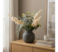 Candlelight Green & White 44Cm Delphinium Artificial Floral Arrangement In Grey Textured Ceramic Vase