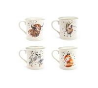 Candlelight Highland Cow/Pheasant/Geese/Fox Set of 4 Ceramic Mugs