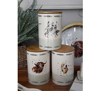 Candlelight Highland Cow / Pheasant/Geese Tea Coffee Sugar Ceramic Storage Jars Natural