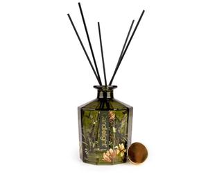 Candlelight Hummingbird Reed Diffuser 250ml Peony | Elegant olive-green octagonal glass reed diffuser with Peony fragrance for long-lasting, flame-free home scent.