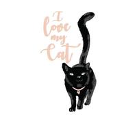 Candlelight I Love My Cat Black Cat Men's T-Shirt - White - M - White