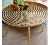 Candlelight Large Antique Gold Round Coffee Table Decor