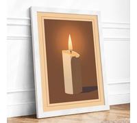 Candlelight Meditation Minimalist Framed Wall Art Print A4 (29.7×21cm) White, Wall Decor for Living Room, Bedroom, Office & Home, Ready to Hang, Art Gift