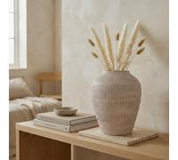 Candlelight Medium Cream Matt Ceramic Textured Vase, (H)26Cm (D)18.5Cm