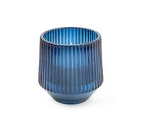Candlelight Midnight Pomegranate Scent 8cm Ridged Glass Candle Blue