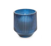 Candlelight Midnight Pomegranate Scent 9.7cm Ridged Glass Candle Blue