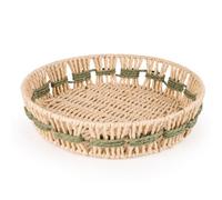 Candlelight Natural & Green Woven Circular Paper Rope Tray