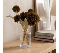 Candlelight Olive 24Cm Kiku Artificial Floral Arrangement In Clear Glass Vase