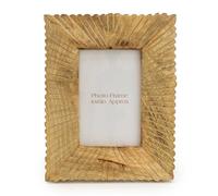 Candlelight Photo Frame Etched Lines Mango Wood 4x6"