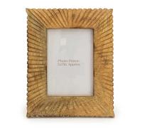 Candlelight Photo Frame Etched Lines Mango Wood 5x7"