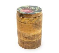 Candlelight Pomegranate Large Mango Wood Storage Jar White