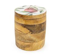 Candlelight Pomegranate Small Mango Wood Storage Jar White