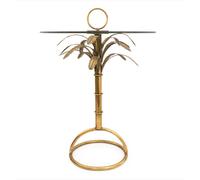 Candlelight Side Table Palm Tree Round Gold/Glass