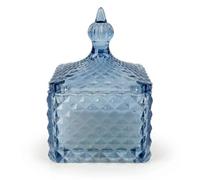 Candlelight Square Embossed Candle Jar Tianshui Blue