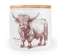 Candlelight Sugar Storage Jar With Wooden Lid - Highland Cow