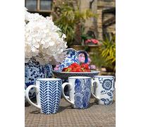 Candlelight Sumatra Set of 3 Porcelain Blue & White Assorted Mugs Blue