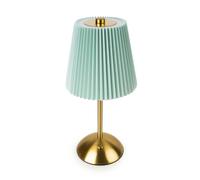 Candlelight Table Lamp LED Pleated Duck Egg/Gold H:30cm