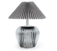 Candlelight Table Lamp Vintage Pleated Shade LED Grey H:19.5cm