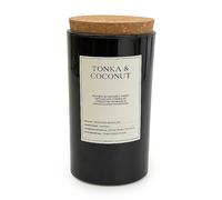 Candlelight Tonka & Coconut Scent 15cm Large Glass Candle with Cork Lid Clear