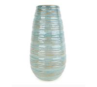 Candlelight Vase Ridged Glazed Blue H:20.5cm