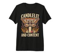 Candlelit and Content Moth Book Lovers Premium T-Shirt