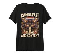 Candlelit and Content Moth Book Lovers Premium T-Shirt