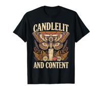 Candlelit and Content Moth Book Lovers Value Graphic T-Shirt