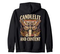 Candlelit And Content Moth Book Lovers Zip Hoodie