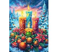 Candlelit Christmas Scene with Oranges 500 Piece Jigsaw Puzzle for Adults Science Fiction Magical Dream Jigsaw Weekend Craft Activity Parent Child Bonding Vibrant Design Perfect Festival Gift 500 PC
