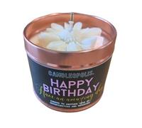 Candleopolis Hand-Crafted Birthday Candle with Cassis and Fig Scent, 100% Vegan Soy Wax, Delicate Moulded Wax Flower Detail, Approx. 35 Hours Burn Time