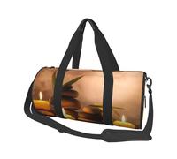 Candles and Stone Print Round Duffel Bag, Canvas Overnight Travel Tote Bag, Waterproof and Tear-Resistant.Foldable Weekend Travel Bag