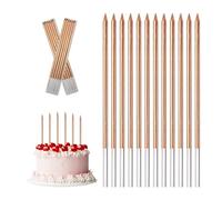 Candles for Birthday Cakes Gold, 12PCS Thin Metallic Cake Candle, Long Glitter Cupcake Candles for Birthday Wedding Baby Shower Party Decoration 1st 12 18 24 40 50th 60th