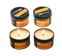 Candles for Power Outages - 4-Piece Long Burning Windproof | 24-Hour Odorless Plant Wax in Portable Tin Can | Outdoor Survival Light Utility Candles - Disaster Preparedness Home