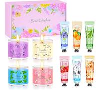 Candles Gifts for Women 4 Pack Scented Candle Set 6 Pack Hand Cream Gift Set Aromatherapy Candles Moisturizing Hand Cream Ideal for Birthday Christmas Valentine's Day Mother Teacher Friends