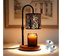 Candles Warmer with Timer and Dimmer, Adjustable Height Candle Melter, Electric Wax Warmer Vintage Home Decor for Jar Candles Gifts for Women Mom (2 Bulbs Included) (Black Tree)
