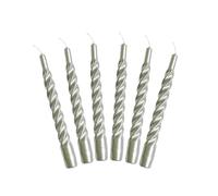 Candles with a Twist®, Made in Italy, 25 Colours Available, Dinner Candles, Twisted Candles Long Burning 5 Hours, Tapered Candles, Lacquered, Unscented Candle Gift Set, 6 pcs. 2.2 x 21cm (Silver)