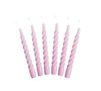 Candles with a Twist®, Made in Italy, 25 Colours Available, Dinner Candles, Twisted Candles Long Burning 5 Hours, Tapered Candles, Lacquered, Unscented Candle Gift Set, 6 pcs. 2.2 x 21cm (Lilac)