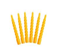 Candles with a Twist®, Made in Italy, 25 Colours Available, Dinner Candles, Twisted Candles Long Burning 5 Hours, Tapered Candles, Lacquered, Unscented Candle Gift Set, 6 pcs. 2.2 x 21cm (Yellow)