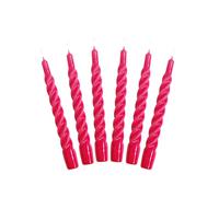 Candles with a Twist®, Made in Italy, 25 Colours Available, Dinner Candles, Twisted Candles Long Burning 5 Hours, Tapered Candles, Lacquered, Unscented Candle Gift Set, 6 pcs. 2.2 x 21cm (Raspberry)