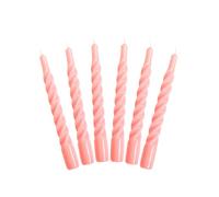 Candles with a Twist®, Made in Italy, 25 Colours Available, Dinner Candles, Twisted Candles Long Burning 5 Hours, Tapered Candles, Lacquered, Unscented Candle Gift Set, 6 pcs. 2.2 x 21cm (Pink)