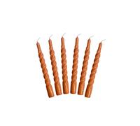 Candles with a Twist®, Made in Italy, 25 Colours Available, Dinner Candles, Twisted Candles Long Burning 5 Hours, Tapered Candles, Lacquered, Unscented Candle Gift Set, 6 pcs. 2.2 x 21cm (Terracotta)